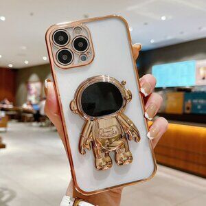 iPhone 14 Pro Cell Phone Case Rose Gold Astronaut